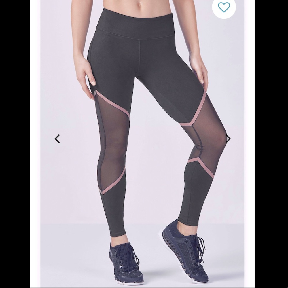 Fabletics mesh leggings w/ pink reflective stripes